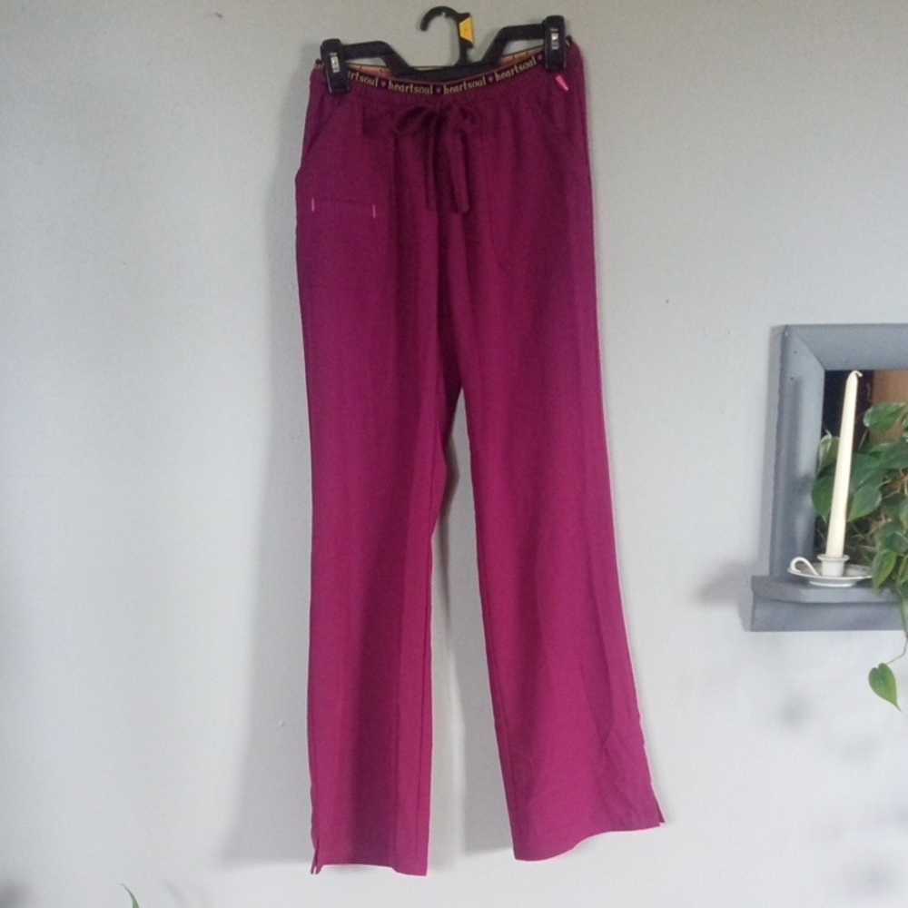 Heart 💗 Soul Women's Wine Scrub Pants Size XS Tall